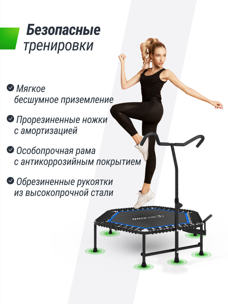 Батут спортивный для фитнеса и джампинга UNIX Line Fitness Pro 125 см, синий