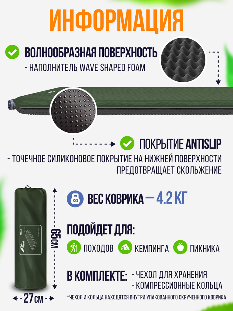 Коврик для пикника Trek Planet Relax 50 Double Green