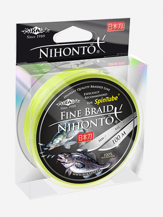 Плетеный шнур Mikado NIHONTO FINE BRAID 0,45 fluo (100 м) - 37,40 кг.
