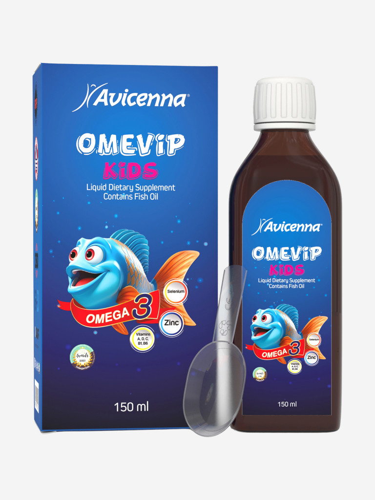 Детский витаминный комплекс с натуральной Омега-3 Avicenna® OmeVip Kids, 150мл