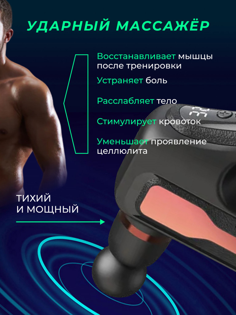 Перкуссионный спортивный массажер для тела Qualigo 32 скорости
