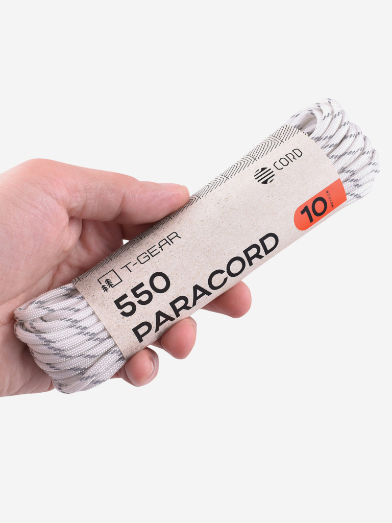 Паракорд 550 T-Gear x CORD nylon 10м световозвращающий (White)