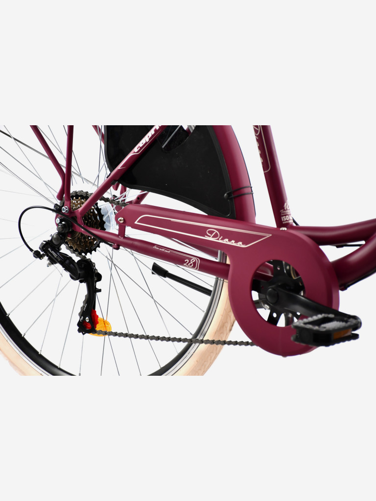 Велосипед CAPRIOLO CITY DIANA STEEL (1 X 6), рама сталь 18'', колёса 28'' (гранатовый (матовый) - белый)