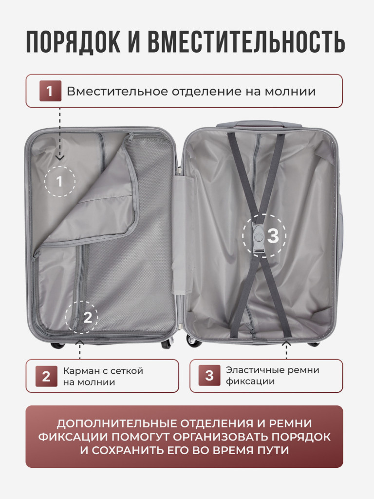 Чемодан Tevin s ручная кладь пластиковый неубиваемый