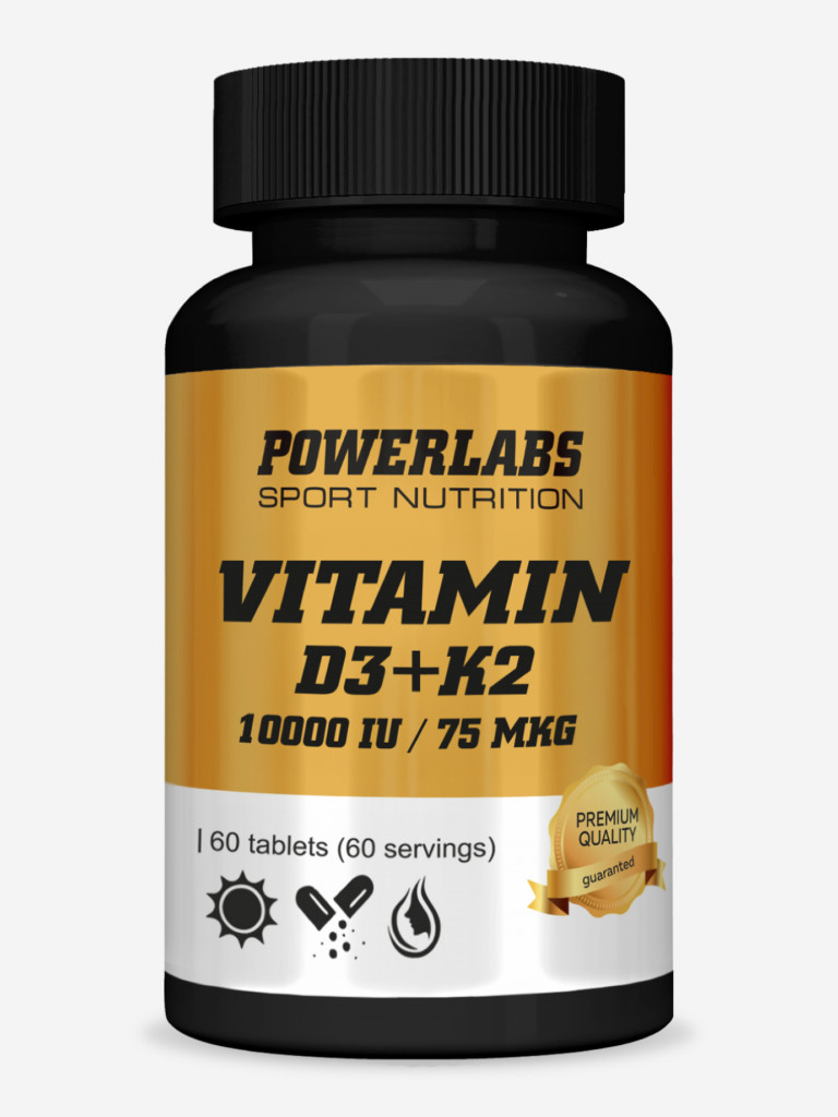 D3K2, Powerlabs, 10000 IU, 60 таблеток