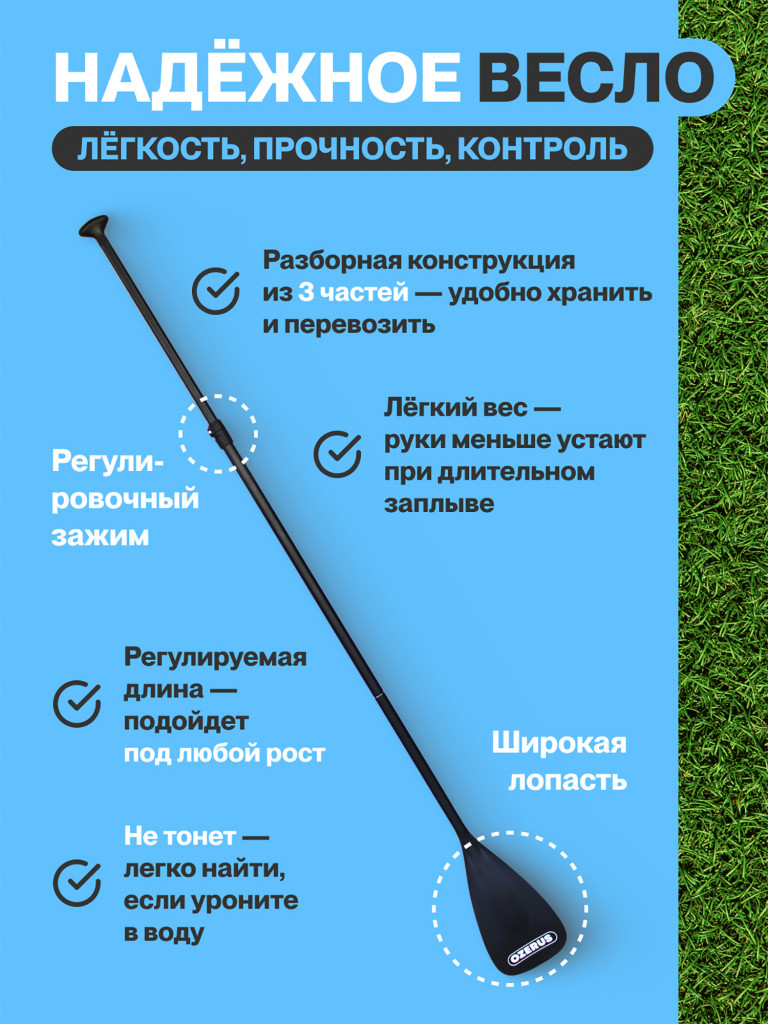 Сапборд надувной двухслойный OZERUS серия ONE 10.6