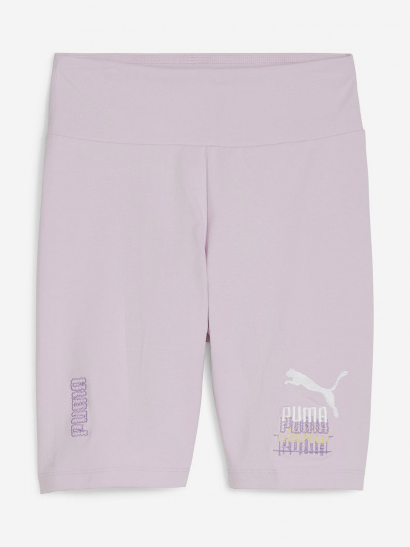 фото Шорты женские puma classics brand love graphic, фиолетовый