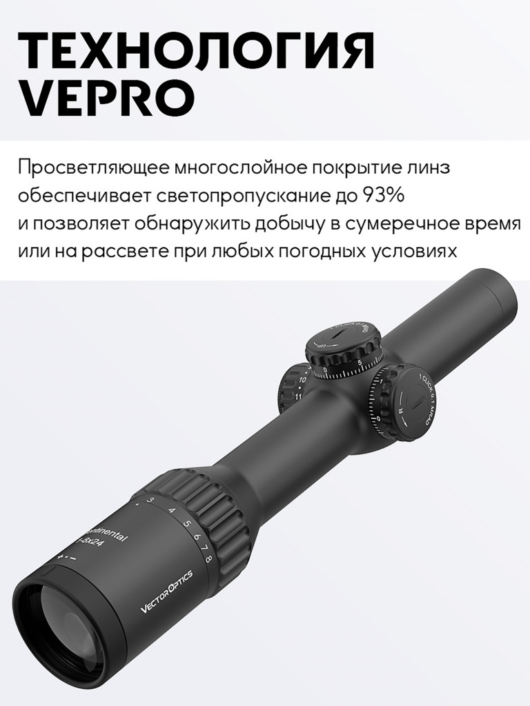 Прицел оптический Vector Optics Continental Tactical ED 1-8x, с подсветкой