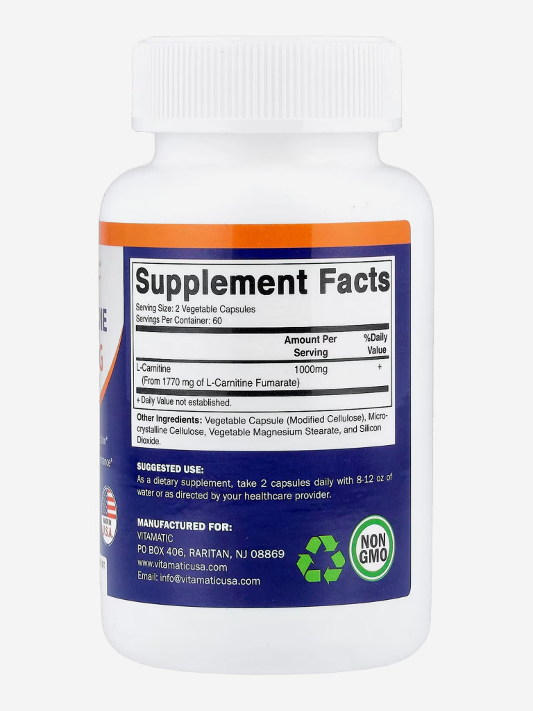 Л-карнитин, Vitamatic, 1000 мг, 120 капсул