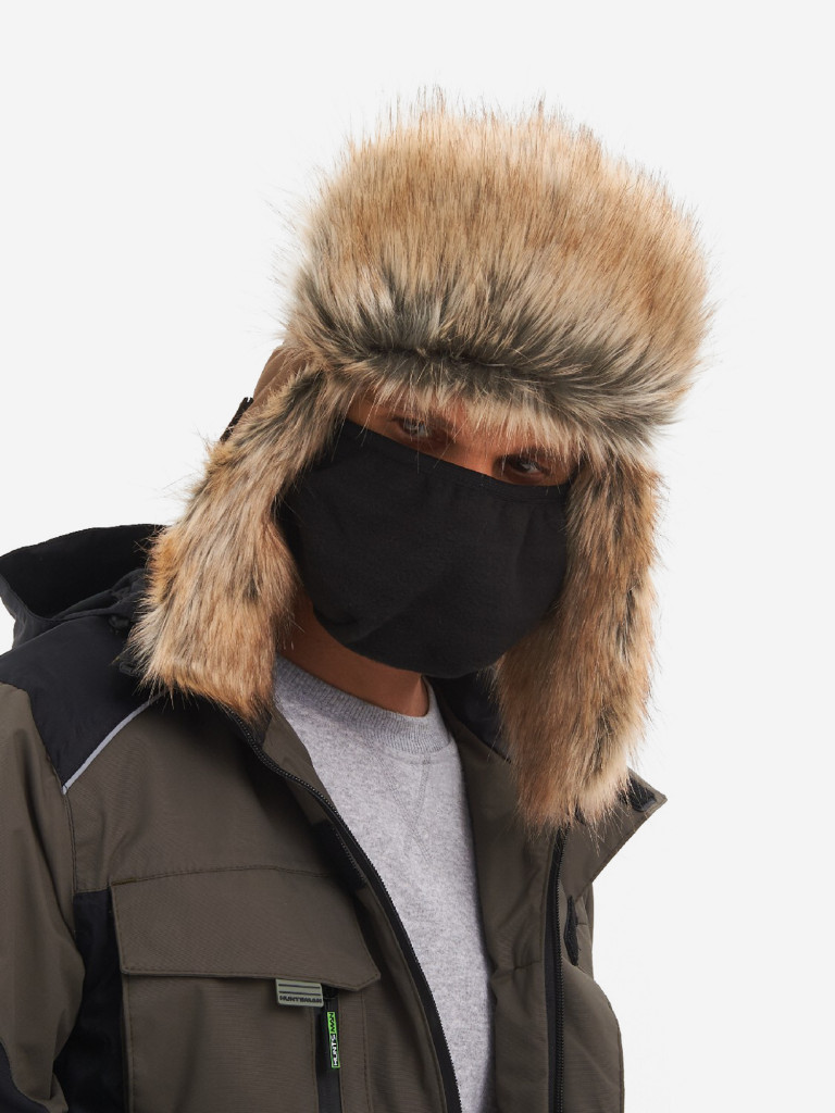 Шапка-ушанка мужская зимняя меховая с маской Huntsman Евро Енот