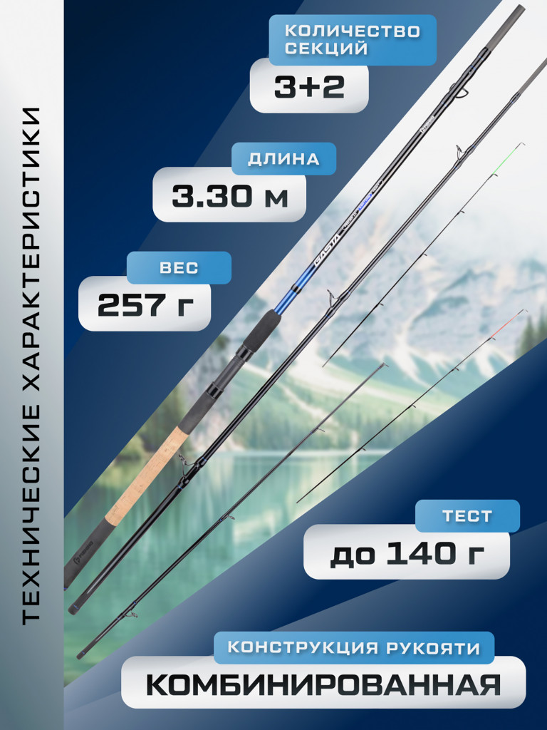 F-FISHING Удилище фидерное Gasta Feeder 3,3м тест max 140г