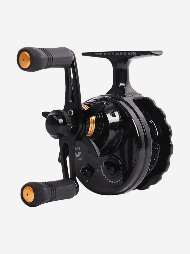 Катушка инерционная (зимняя) Black Side ICE ZEAL (4+1 подш.), черная, для зимней рыбалки под удочку и спиннинг на судака, окуня и другую рыбу