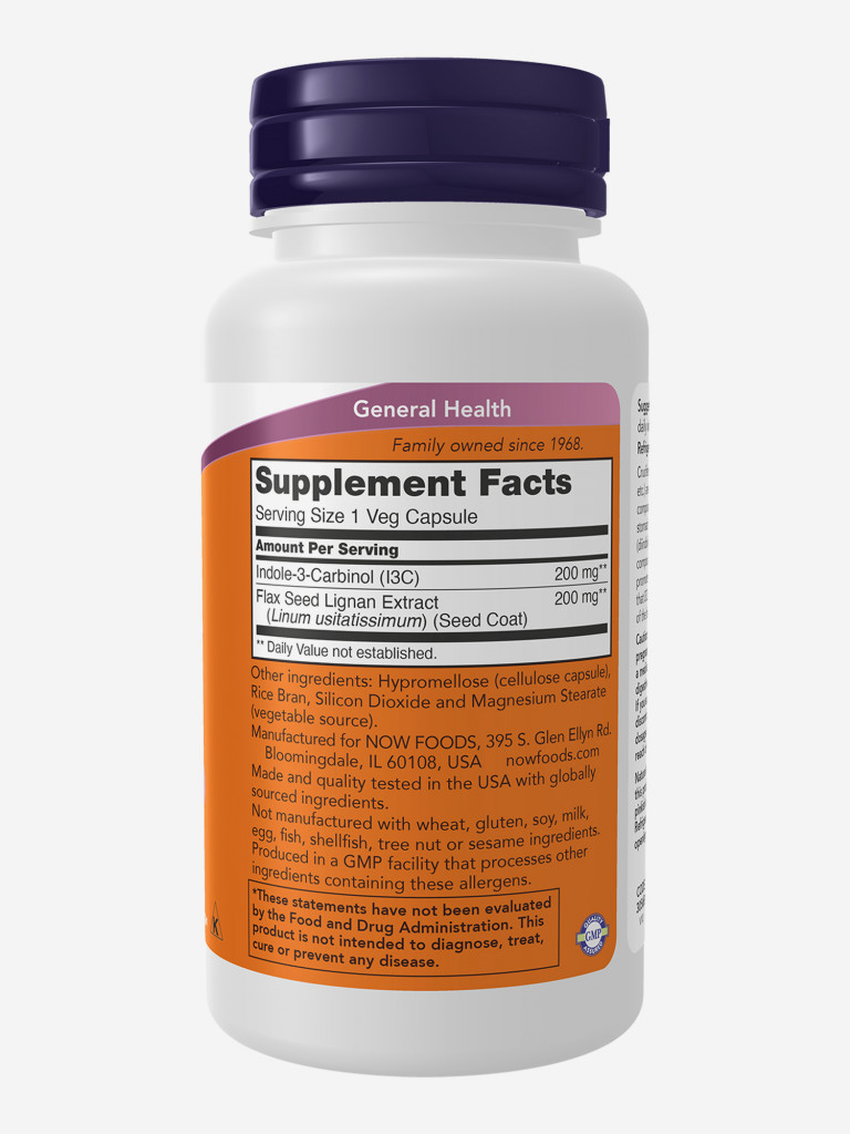 NOW СУПЕР ИНДОЛ -3-КАРБИНОЛ С ЛИГНАНАМИ 689мг 60 капс