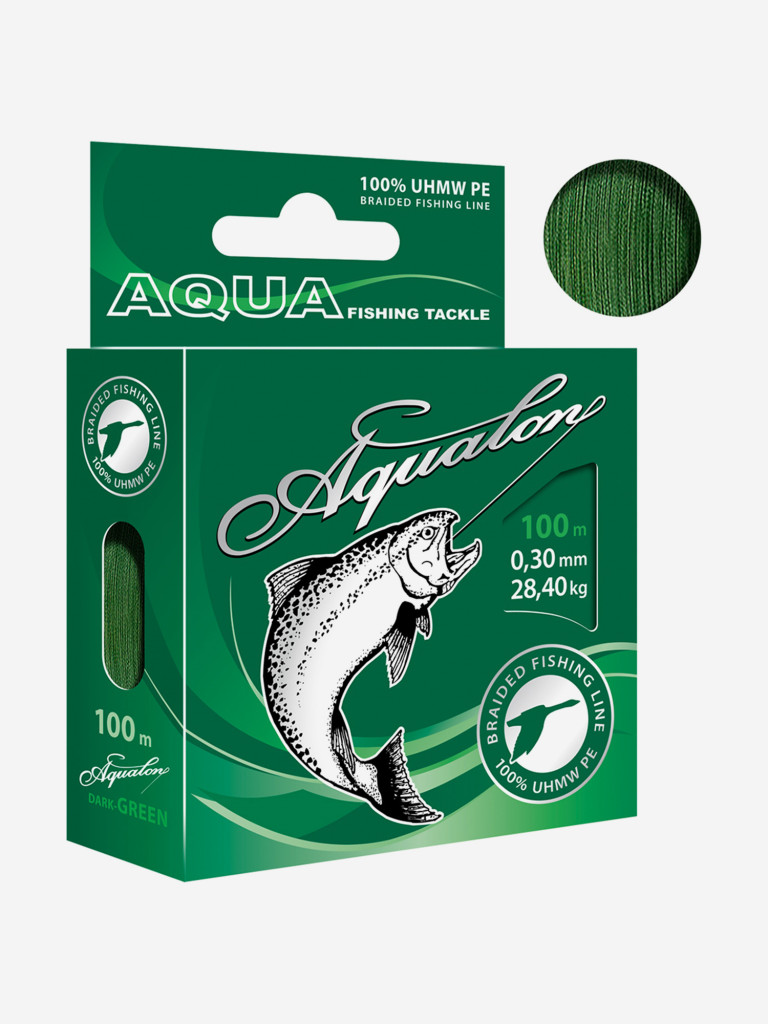 Плетеный шнур для рыбалки AQUA Aqualon Dark-Green 0,30mm 100m