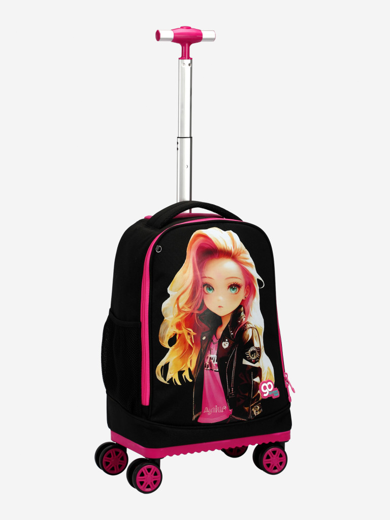 Чемодан детский BEYOND TIME D07 Девочка в кожаной куртке черный