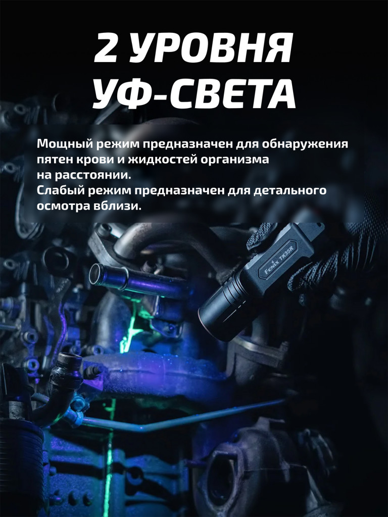 Фонарь Fenix тактический TK35R 5800 люмен с ультрафиолетом