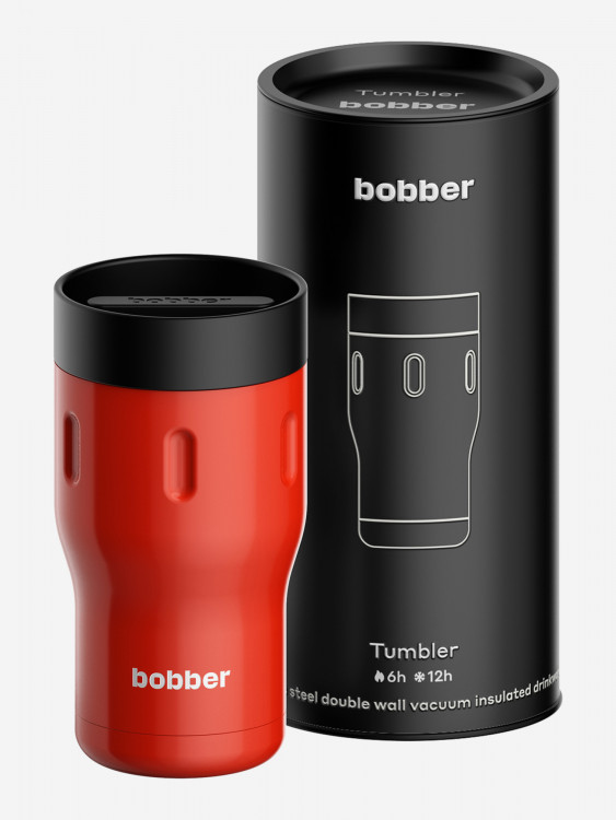 Термокружка вакуумная BOBBER Tumbler 350 мл, крышка 360, тепло до 6 часов, красный