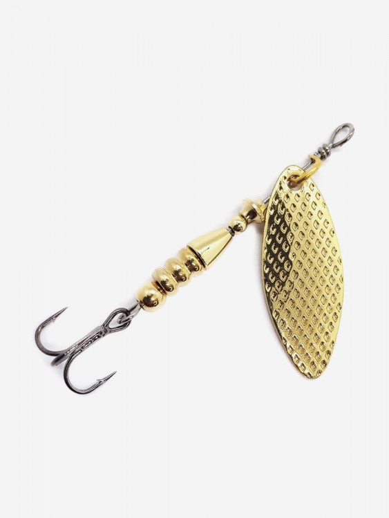 Блесна вращающаяся для рыбалки Mottomo Willow Blade #2 8g Gold для спиннинга. Вертушка на голавля, жереха, щуку