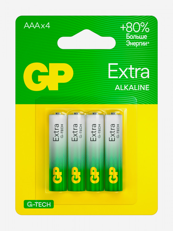 Батарейки щелочные мизинчиковые GP AAA G-tech, 4 шт