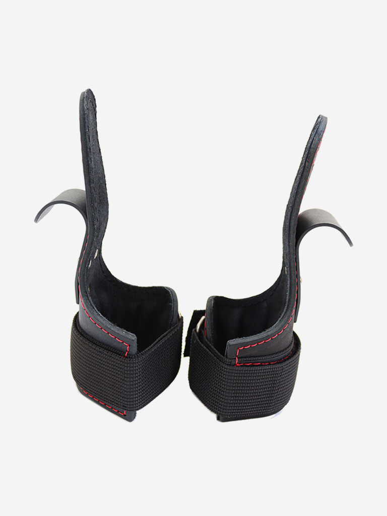 Крюки для перекладины и тяги Sportlim SOS-0308 кожаные (черные)