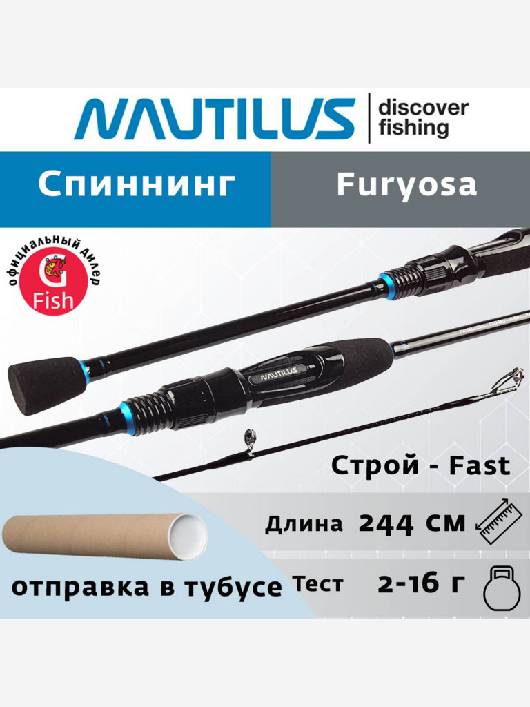 Спиннинг Nautilus Furyosa FRYS-802L 244см 2-16гр