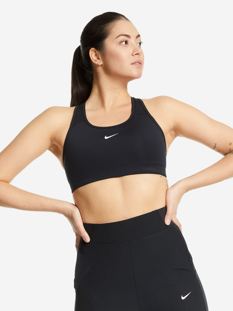 фото Спортивный топ бра nike dri-fit swoosh, черный