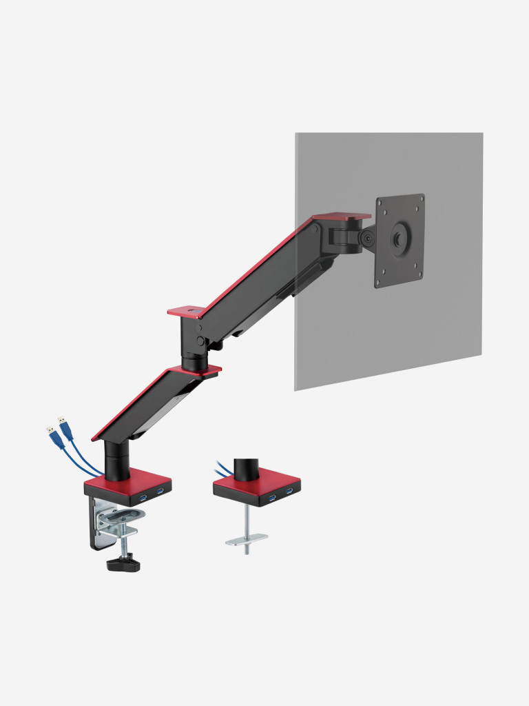 UNITEKI FMGT101RDR PRO LINE Кронштейн для монитора со струбциной, системы газлифт, диагональ 17-35", крепление с функцией перемещения в вертикальной плоскости