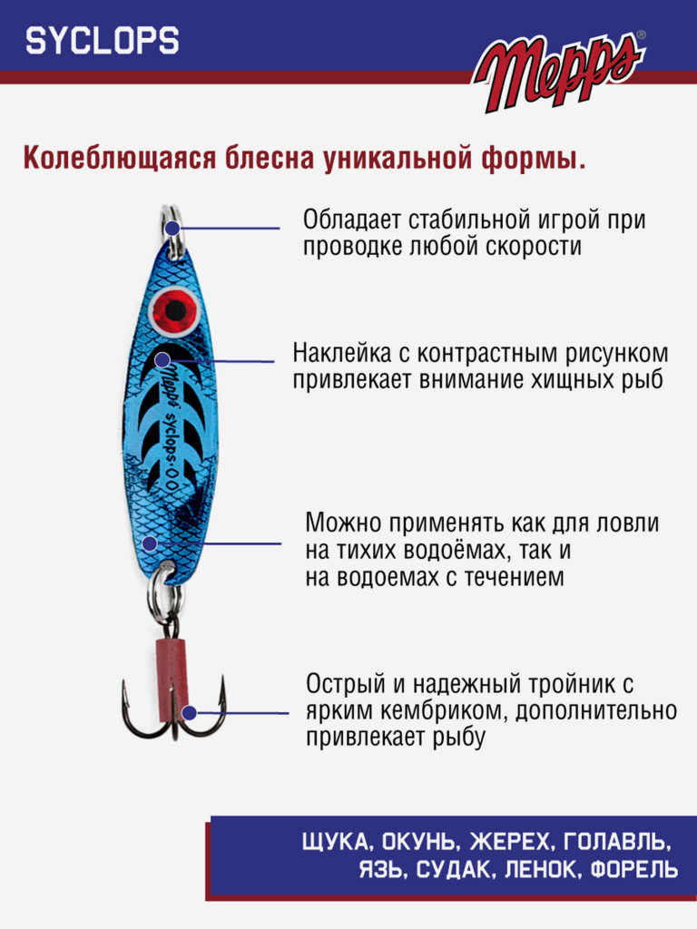 Блесна Mepps SYCLOPS PLATIUM/BLEU №00 (5г)