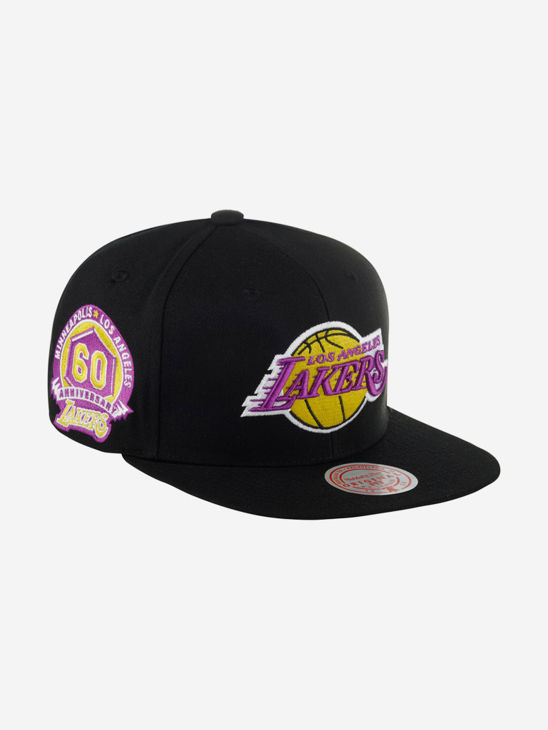 Бейсболка с прямым козырьком MITCHELL NESS HHSS5762-LALYYPPPBLCK Los Angeles Lakers NBA (черный)