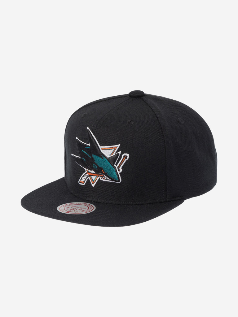 Бейсболка с прямым козырьком MITCHELL NESS HS8035-SJSBLCK San Jose Sharks NHL