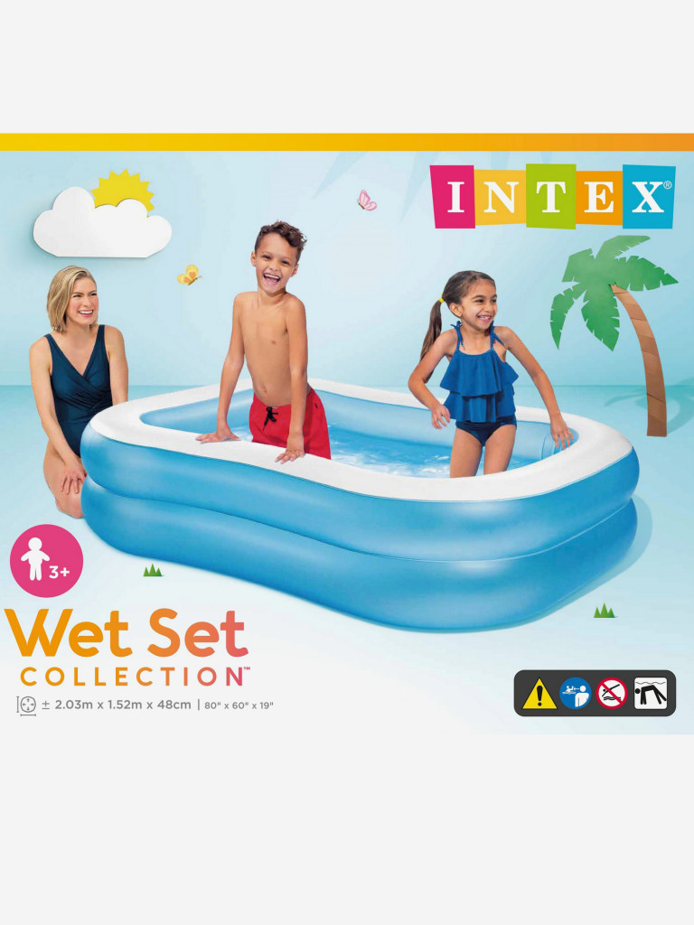 Бассейн надувной Intex семейный, 203х152х48 см, голубой