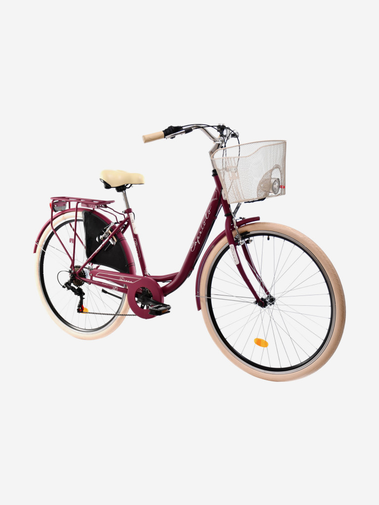 Велосипед CAPRIOLO CITY DIANA STEEL (1 X 6), рама сталь 18'', колёса 28'' (гранатовый (матовый) - белый)
