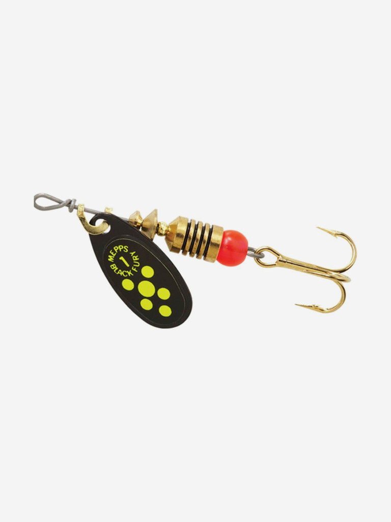 Блесна для рыбалки вертушка Mepps BLACK FURY 1, Black/Chartreuse, комплект из 5 штук