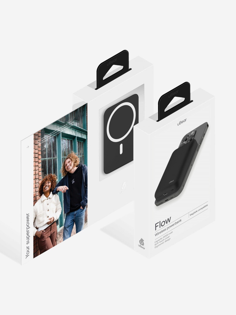Внешний Аккумулятор uBear Flow (10000mAh/20W/MagSafe/SoftTouch) чёрный