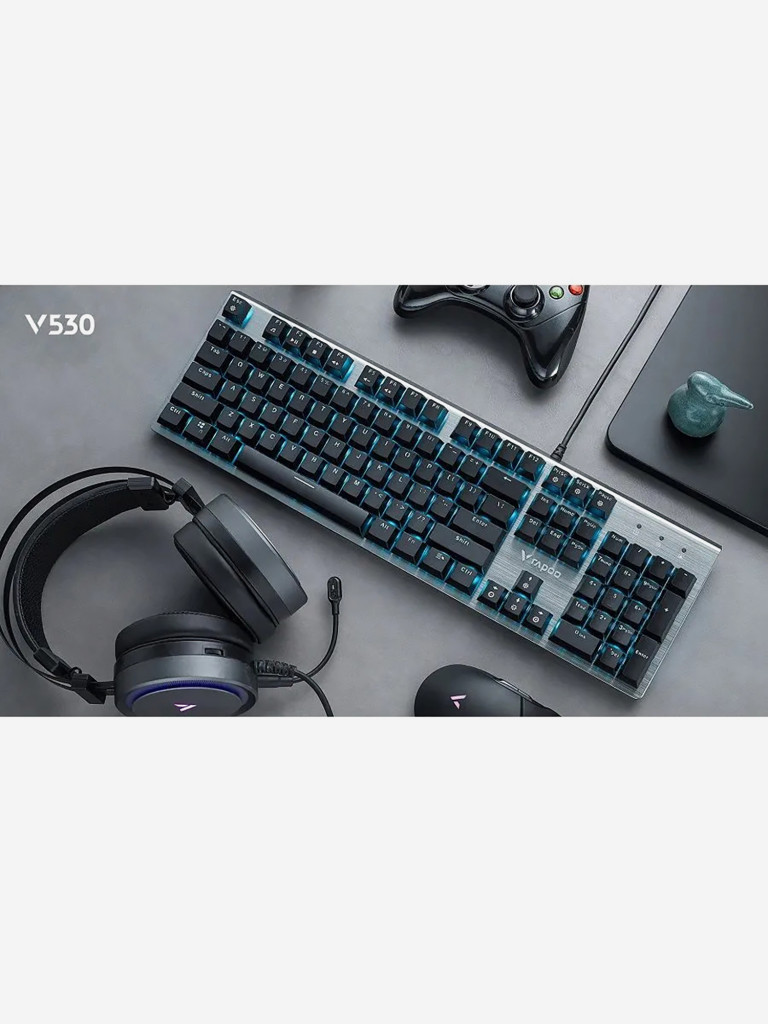 RAPOO Игровая механическая клавиатура проводная V530, цвет - черный (13149)