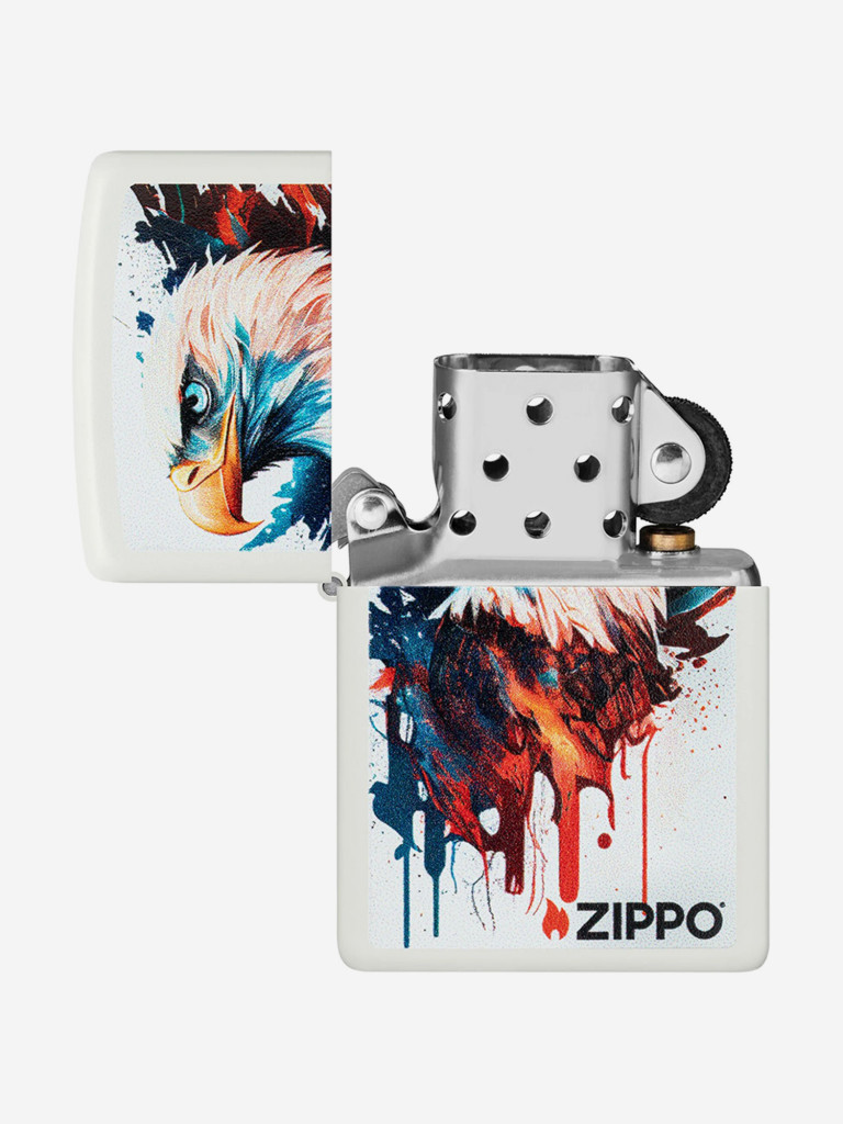Зажигалка бензиновая ветроустойчивая Zippo Painted Eagle Design White Matte