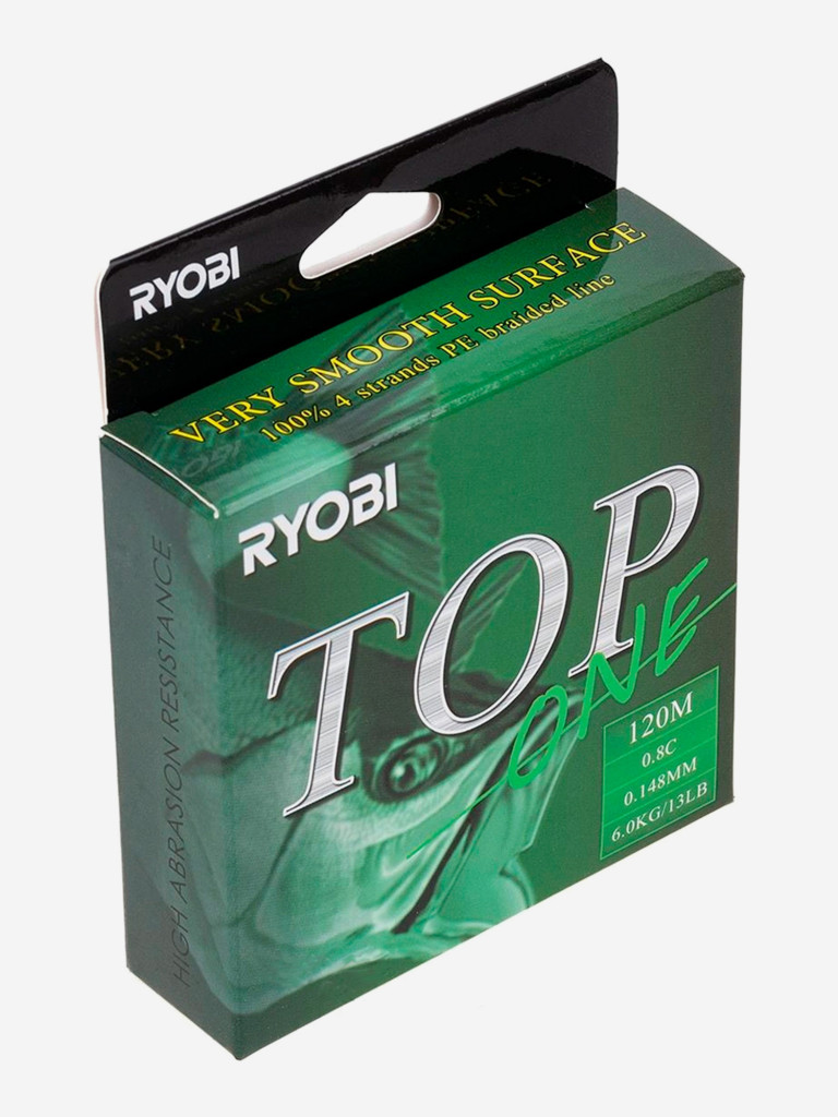 Шнур плетеный для рыбалки Ryobi TOP PE4X, 120м, 0,148мм, 6кг, темно-зеленый