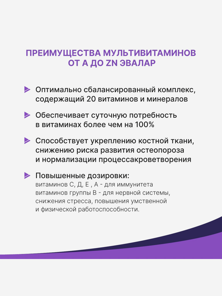 Мультивитамины от А до Zn Эвалар 15 шипучих таблеток