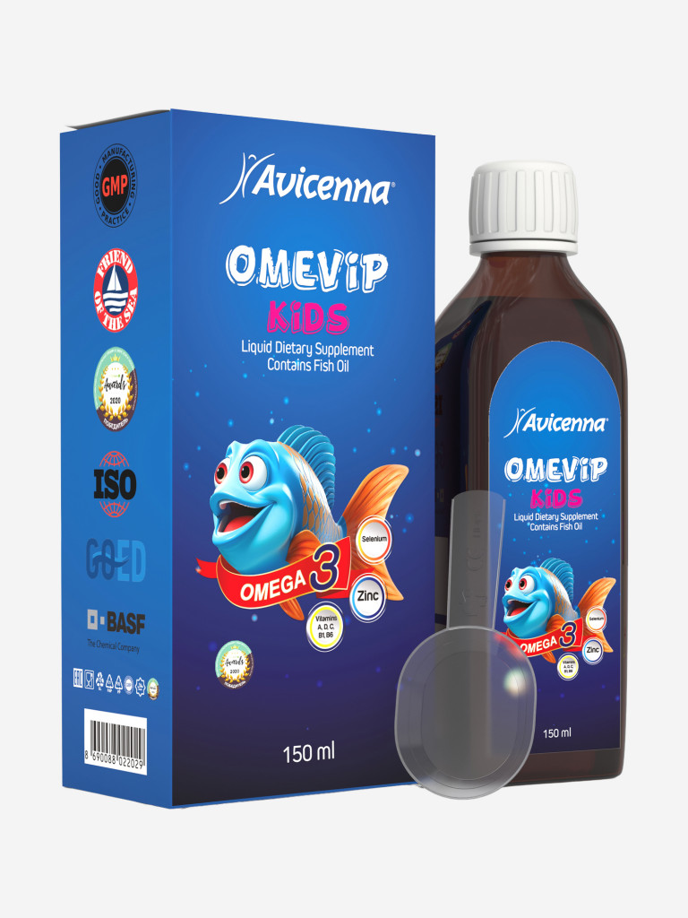 Детский витаминный комплекс с натуральной Омега-3 Avicenna® OmeVip Kids, 150мл