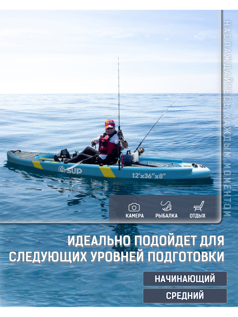 Надувная двухслойная SUP-доска E-SUP REFRESHING, 12'x35"x7" 365*91*20 см, сапборд