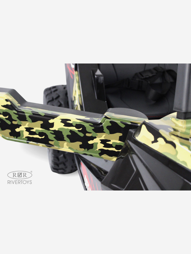 Детский электромобиль RIVERTOYS A707AA LUX NEW 4WD зеленый камуфляж