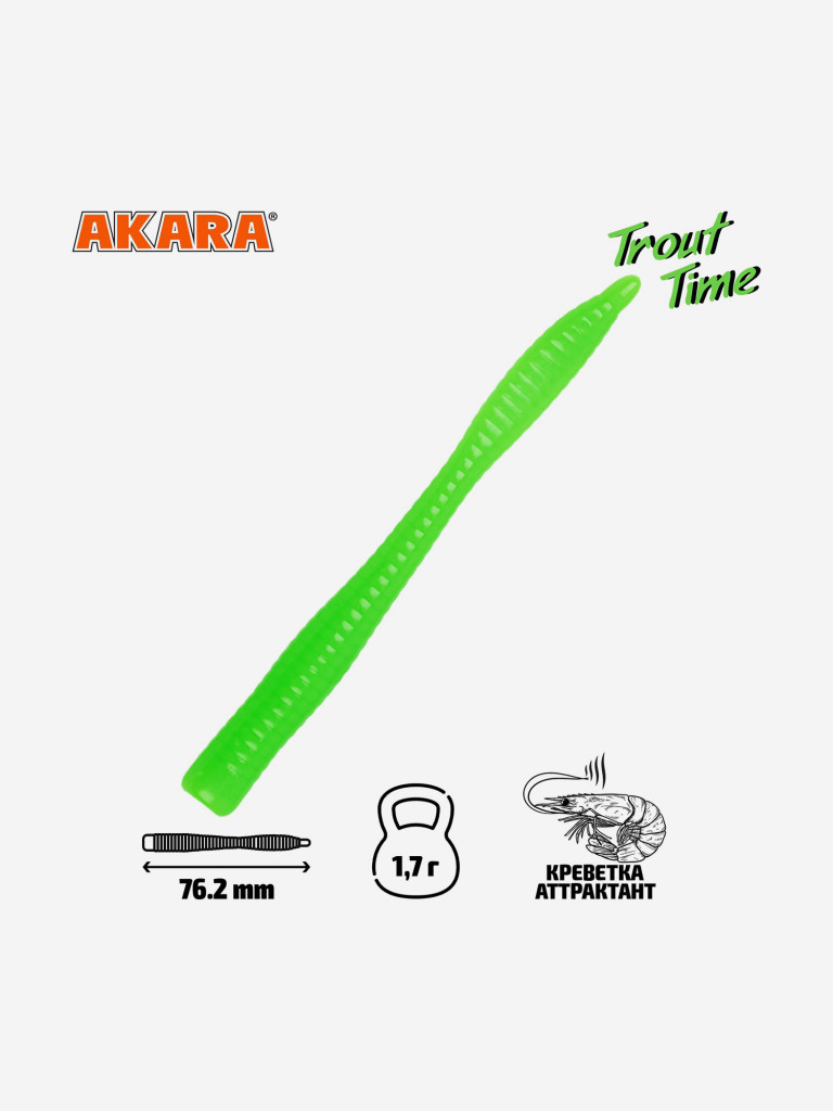 Силиконовая приманка Akara Trout Time WORM 3 Shrimp 452 (20 шт.)
