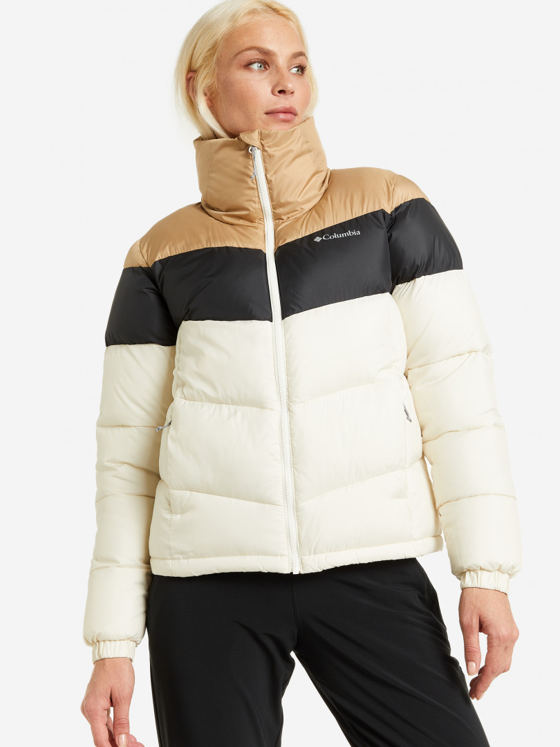 фото Куртка утепленная женская columbia puffect color blocked jacket, бежевый