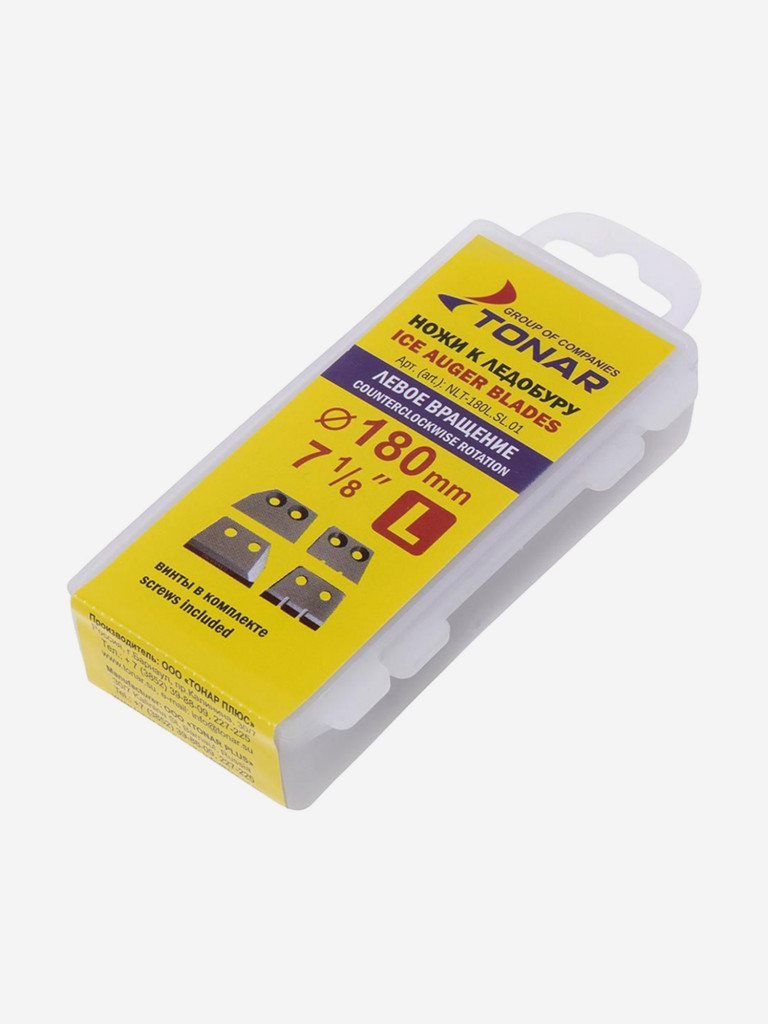 Ножи для ледобура ТОНАР ЛР-180L (4 ножа, для ледобуров до 2019 г выпуска), левое вращение, футляр (NLT-180L.SL.01)