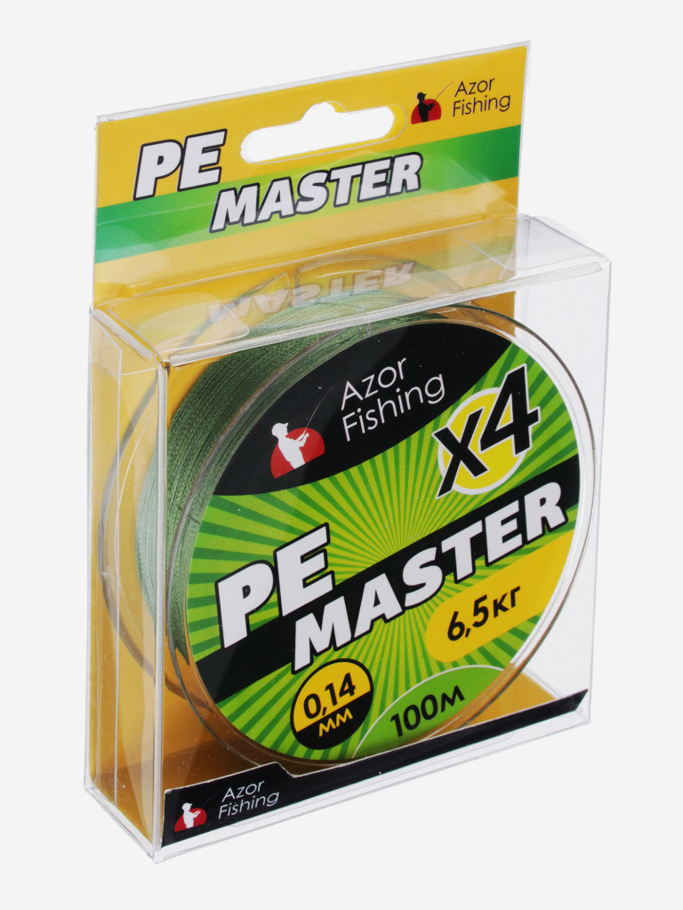 AZOR FISHING Леска плетеная, PE Мастер, 100м, 0,14мм, 6,5кг, зеленая