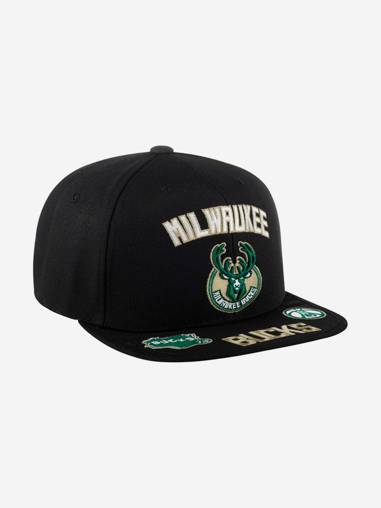 Бейсболка с прямым козырьком MITCHELL NESS HHSS2998-MBUYYPPPBLCK Milwaukee Bucks NBA