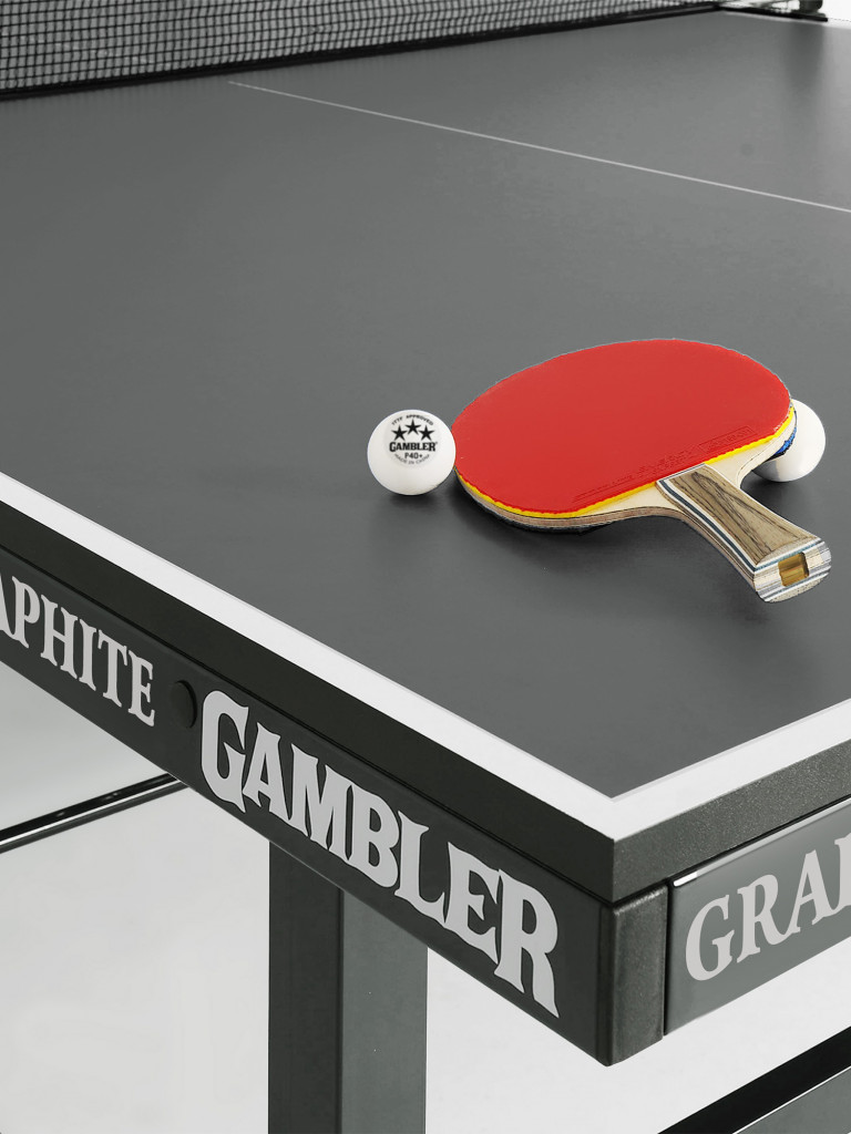 Стол теннисный Gambler GRAPHITE, для помещений, для дома, складной, с встроенной сеткой, с колесами