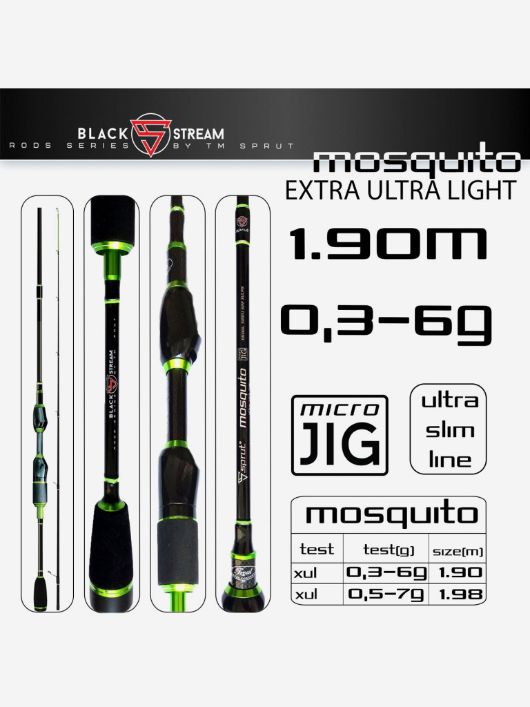 Спиннинг Sprut Mosquito MJ 190XUL (Extra Ultra Light/Lure:0,3-6g/Line:1-6lb)