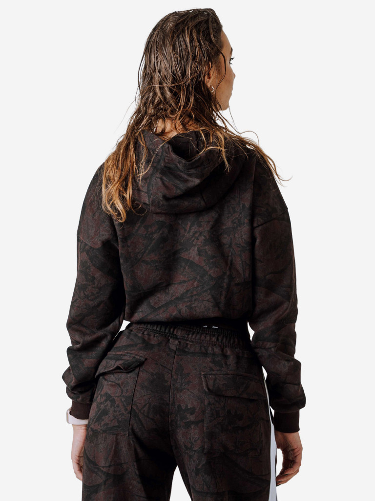 Толстовка женская NEBBIA Relaxed Zip Hoodie POWER 895 Dark brown camo