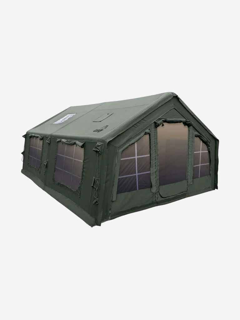 Надувная палатка Coody 17.28 Pro Army Green, 17.2 м², 4–6 человек, 2 входа, дымоход